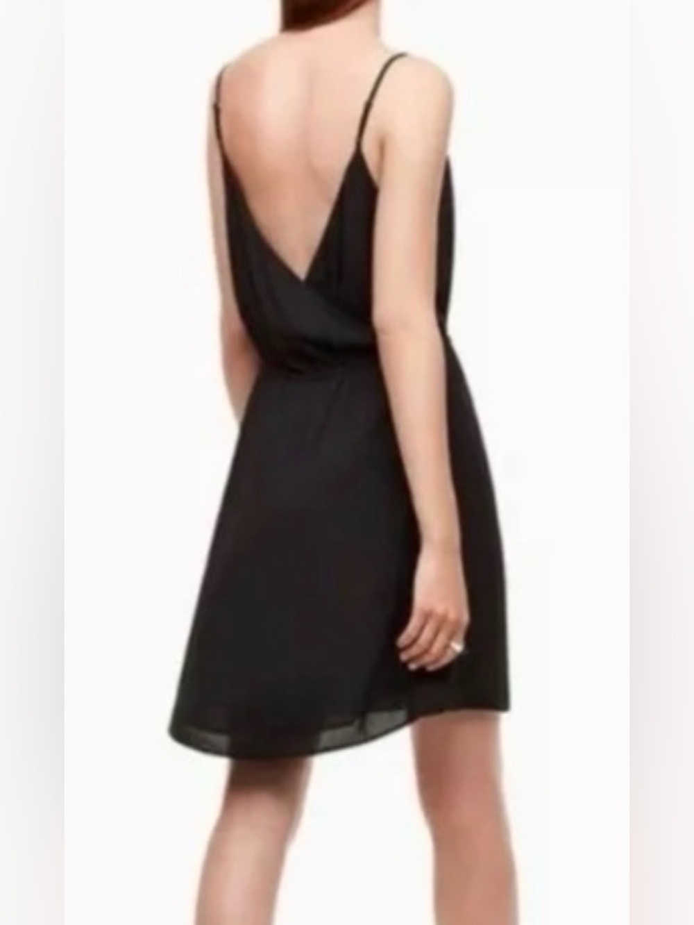 Babaton Casimir dress, adjustable strap, front tie, v in the back, black, XXS